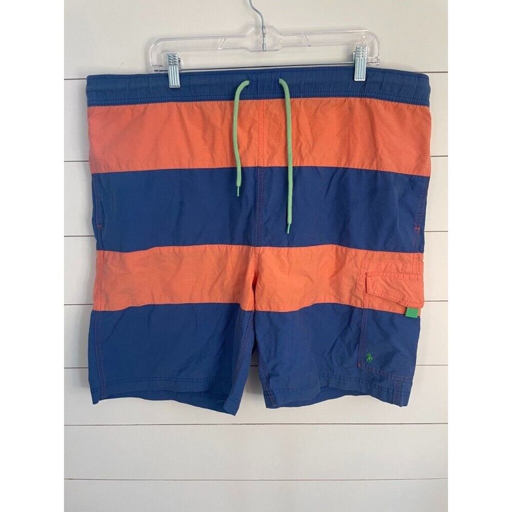 Polo Ralph Lauren Mens Board Shorts Orange & Blue Striped Mens‎ Size Large 42X8